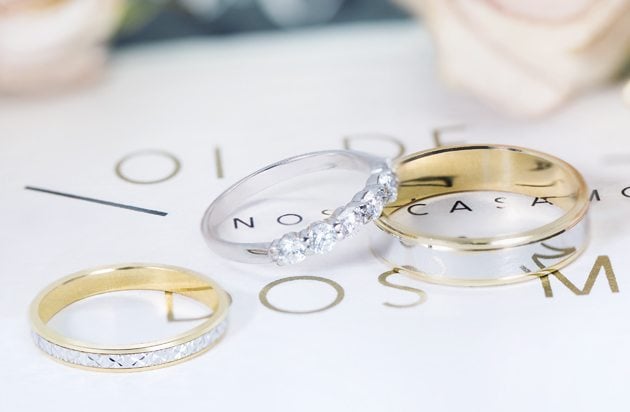 Cómo combinar anillos de boda bicolor argyor