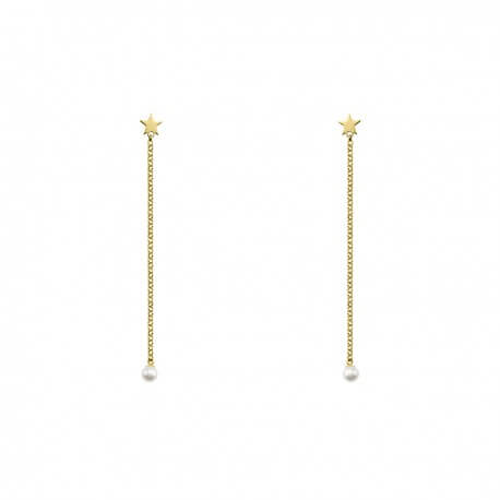 Pendientes largos dorados con perlas de la colección Nuit de Argyor